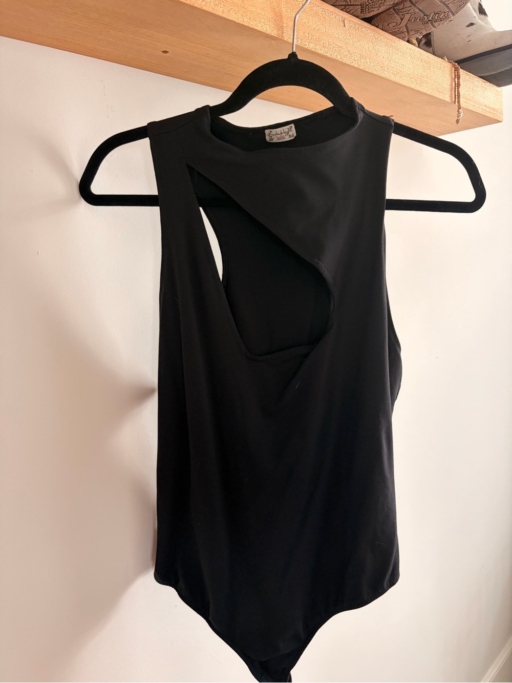 Free People Black Sleeveless Asymmetric Cutout Bodysuit